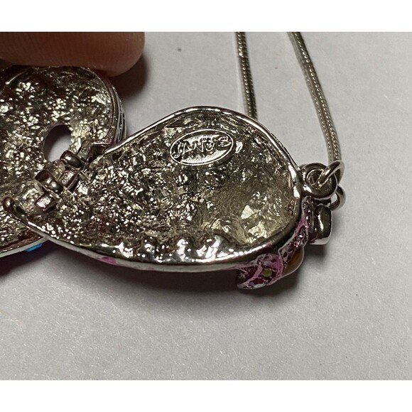 VTG Janus Pink Snake Pendant 3" Movable Bling Y2K Rhinestone Cobra Necklace - Picture 7 of 11